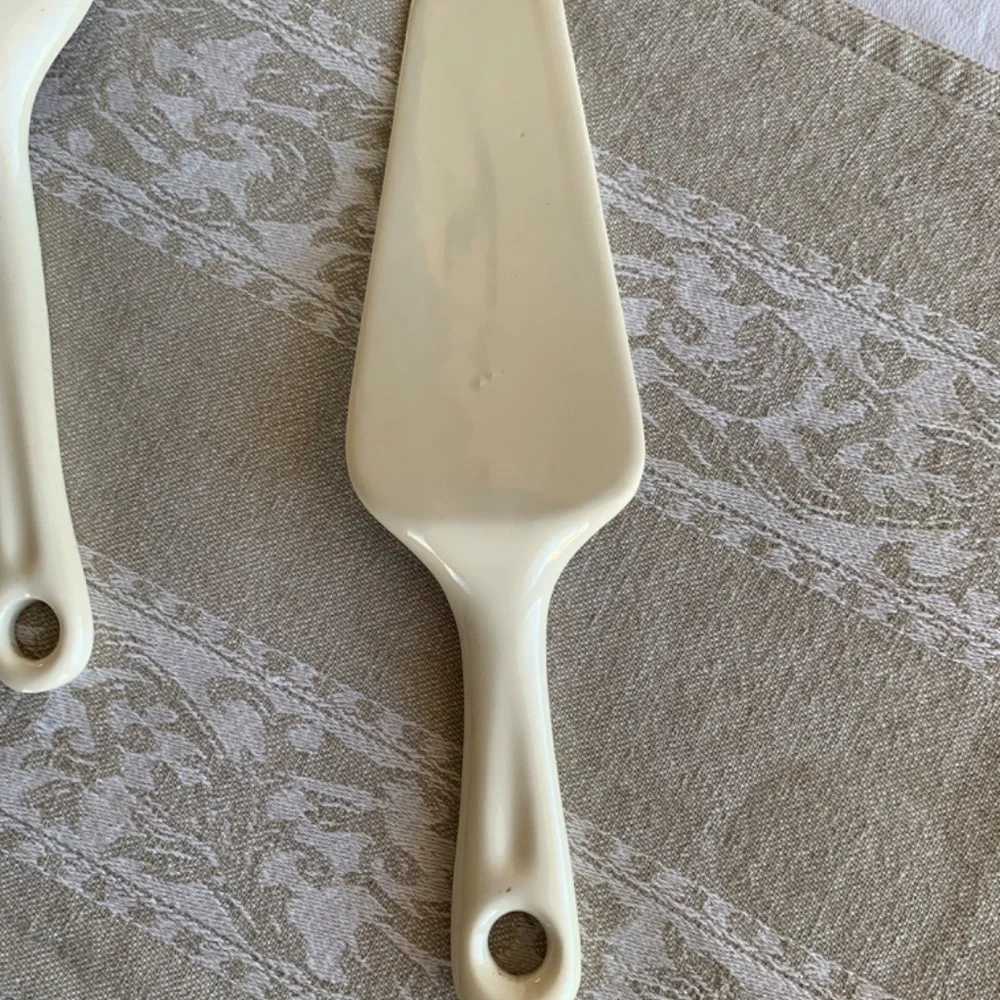 Ceramic Floral Serving Utensil Set- Shabby Chic Vintage Spoon, Fork, Pie Server